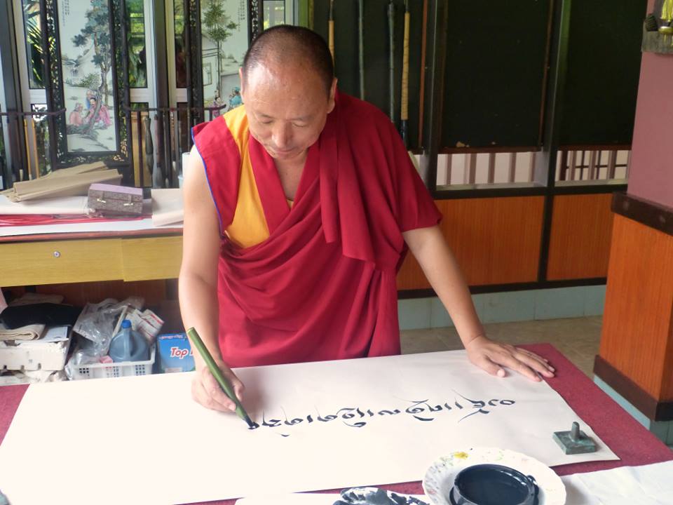 20140707 歡喜的揮毫。